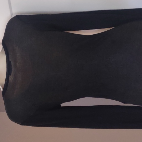 Zara Black Long-Sleeve Scoop Neck Top with Side Ties - Size SMALL - Picture 5 of 7